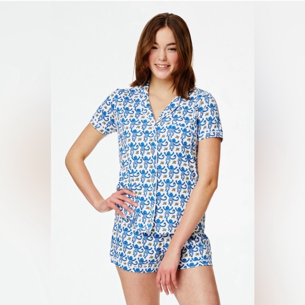 Roller Rabbit Blue Monkey Polo Pajamas XS